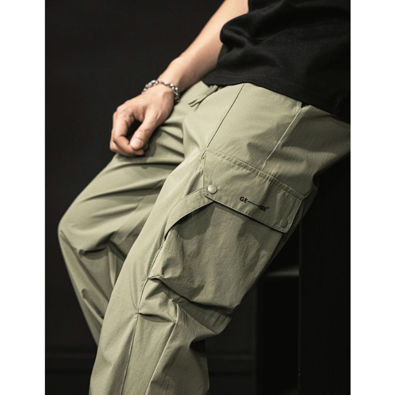 Elastic Waist Drawstring Cargo Pants ◇2color H0348
