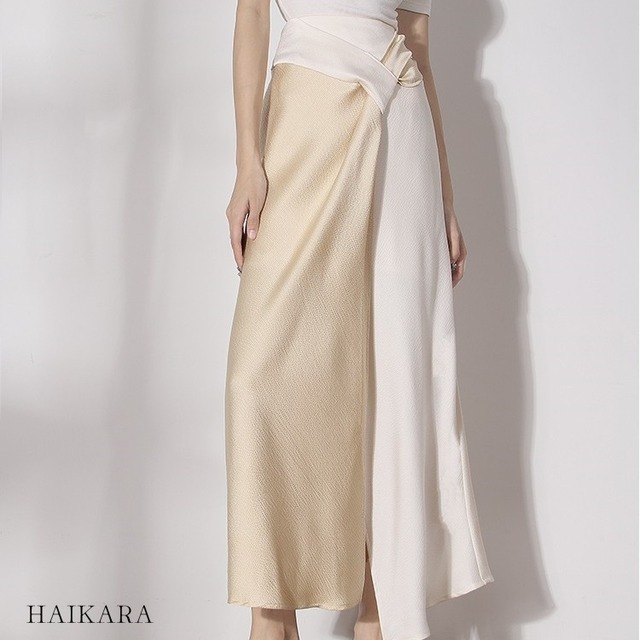 Bicolor slim long skirt