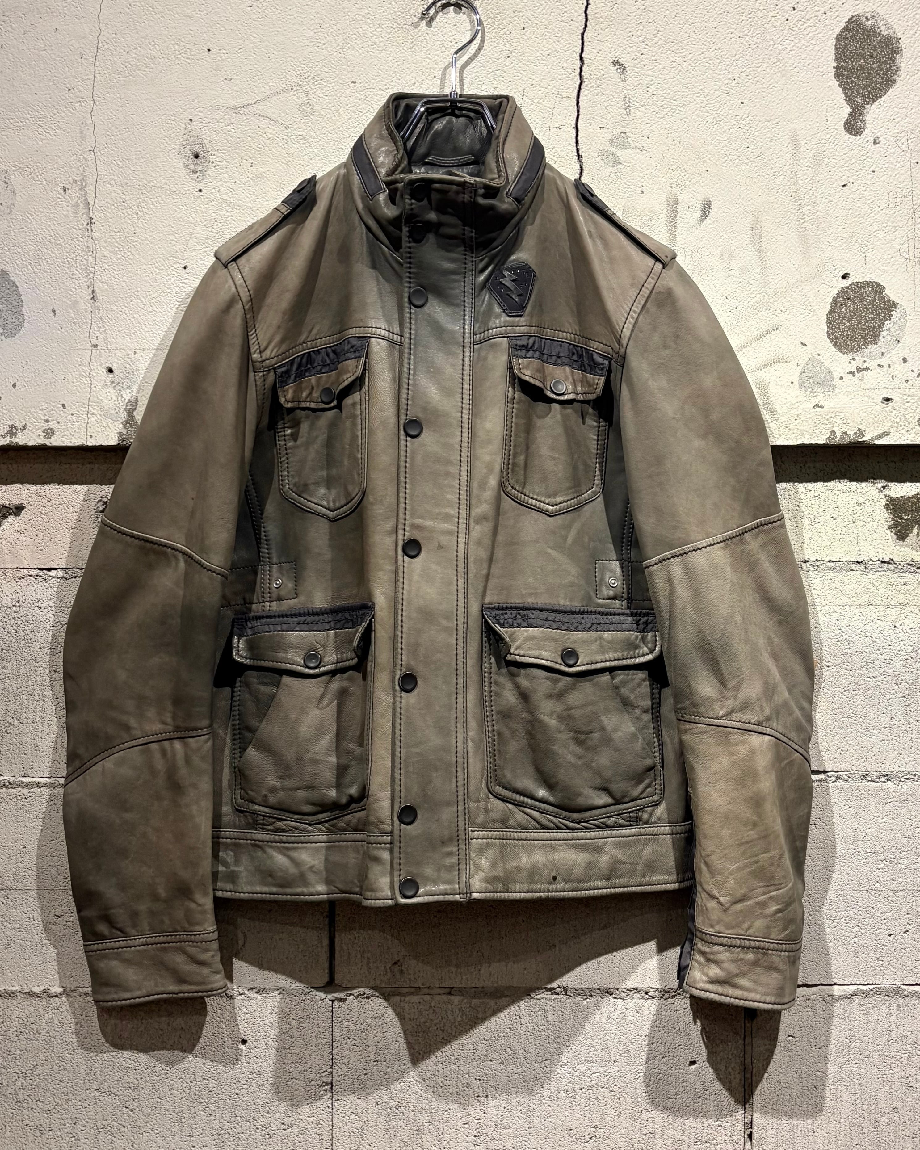 Caka otto】 “DIESEL”Super Sunfade M-65 Motif Lamb Leather Jacket