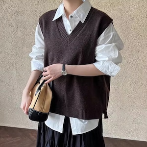 3色/バックスリットニットベスト ・21311 3色/バックスリットニットベスト ・21311