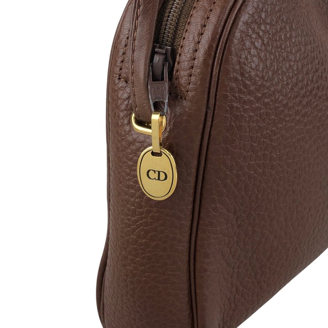 Christian Dior クリスチャン ディオール ショルダーバッグ ブラウン ロゴ レザー ミニバッグ vintage ヴィンテージ オールド 5tbhx8