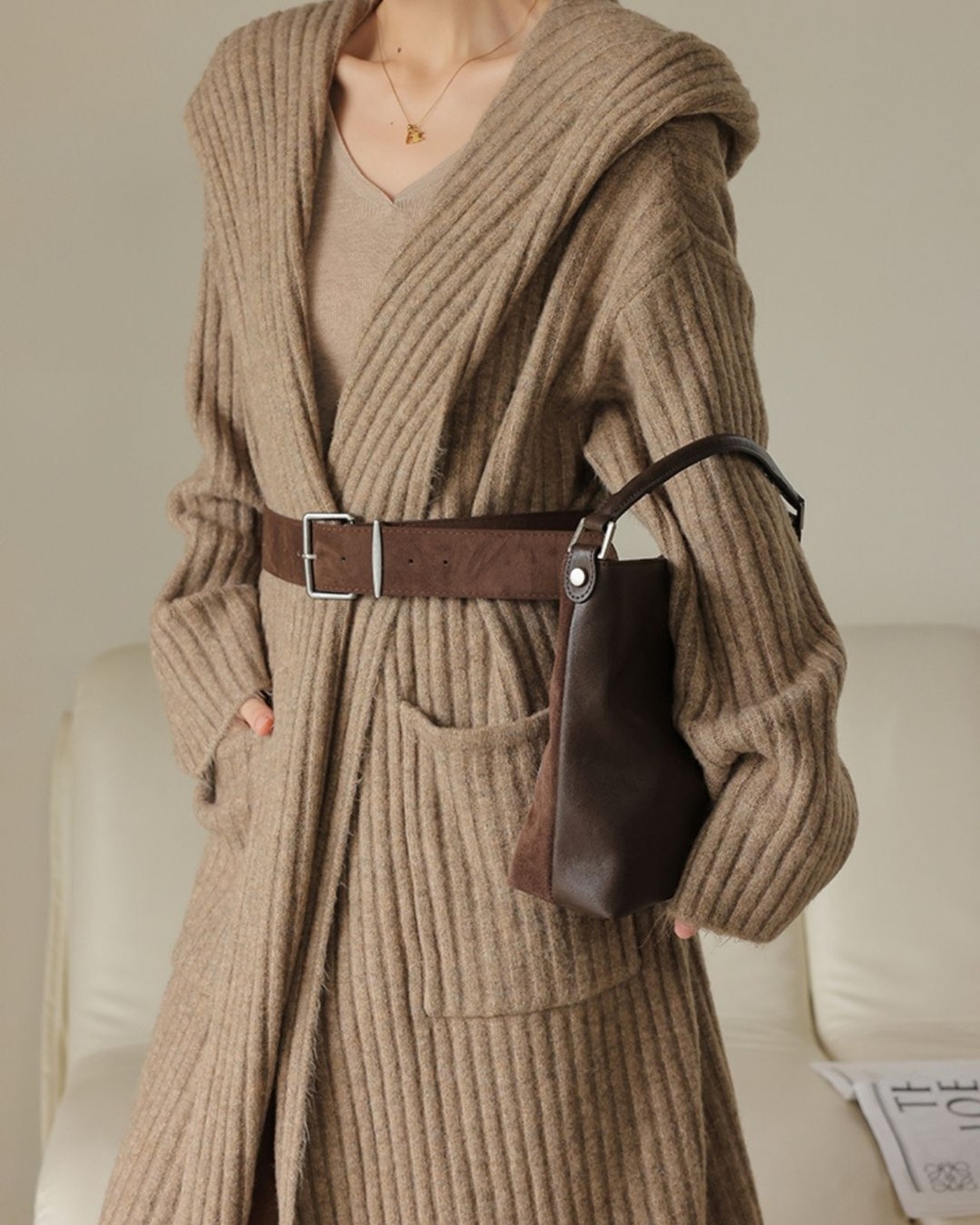 リブニットロングカーディガンコート A0686 - 3