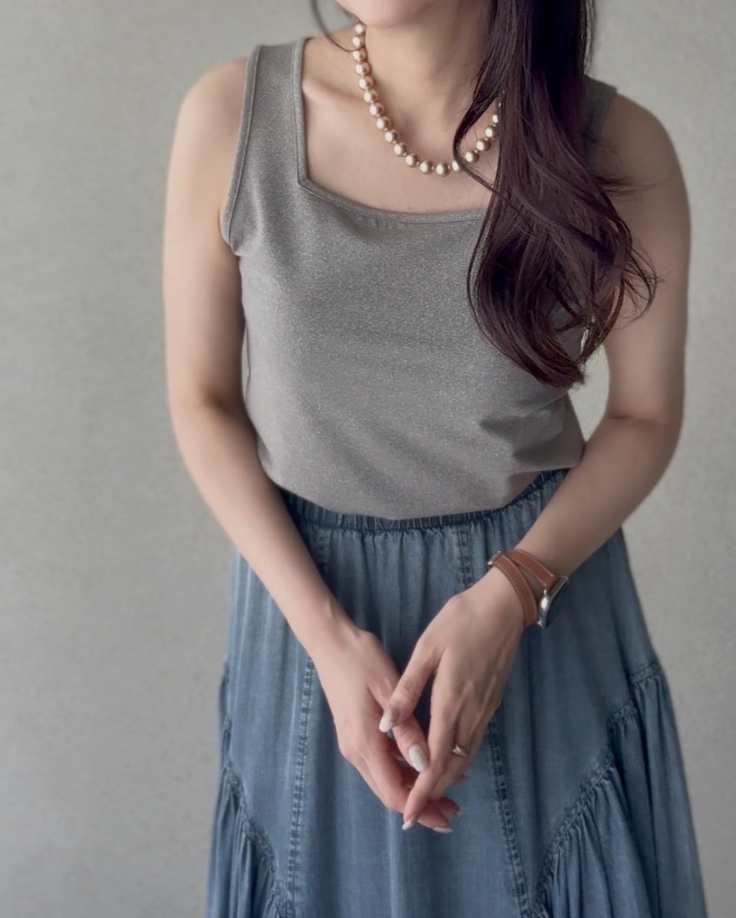 美品 24SS SHINYAKOZUKA タンクトップ ラメ 802P▲ SELECT〉2WAYラメタンクトップ 610-25217 | SYSORUS