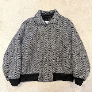 1980-90s DASH WOOL TWEED BLOUSON BLACK/WHITE POLAND