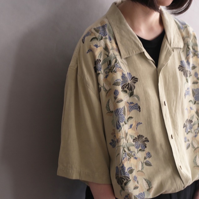 botanical double  line design h/s summer shirt