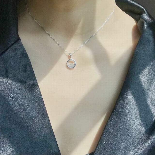 ネックレス レディース スターリングシルバー クリア ブルー 人工水晶 