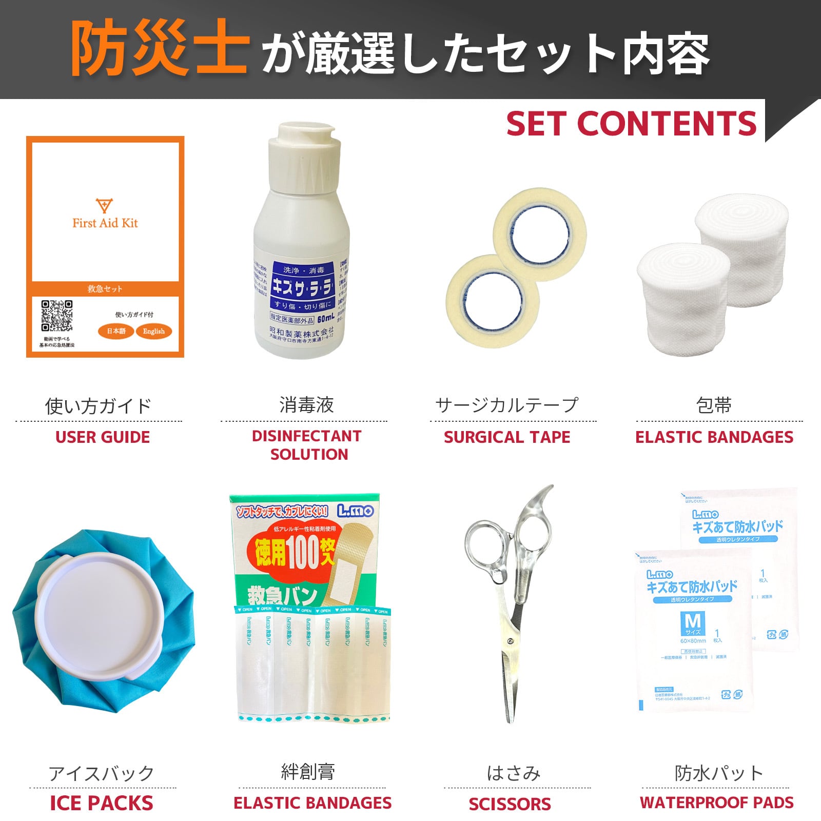 労働安全衛生規則対応 救急箱 レッド 目安20人程度 防災士監修 現場の