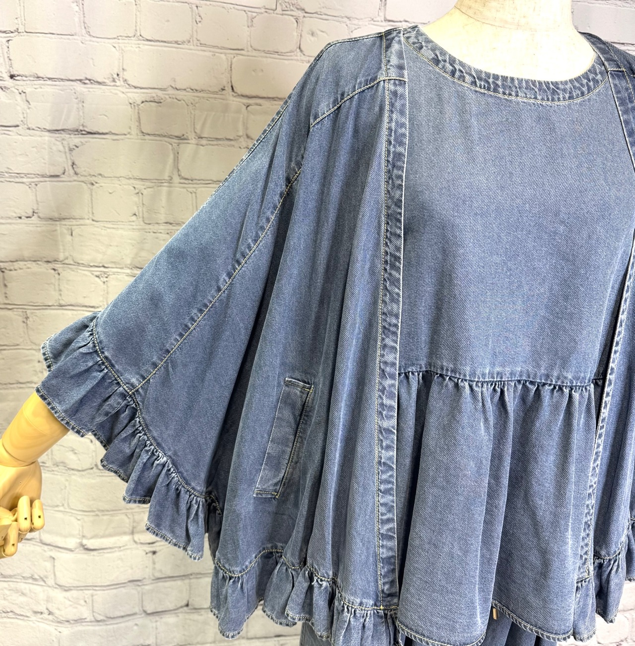 ayane アヤン テンセルデニムフリルポンチョ 825504 | Select Shop