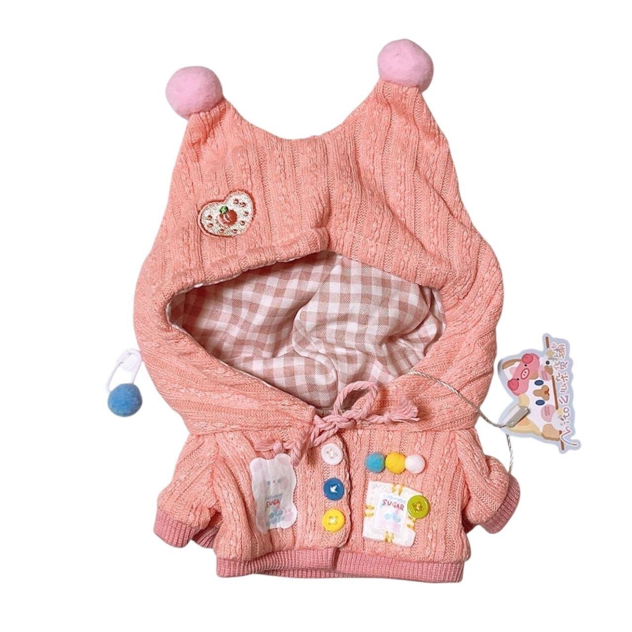 10cm 15cm 20cm】選べるツノ付きパーカーポンチョ ピンク ブルー ちび