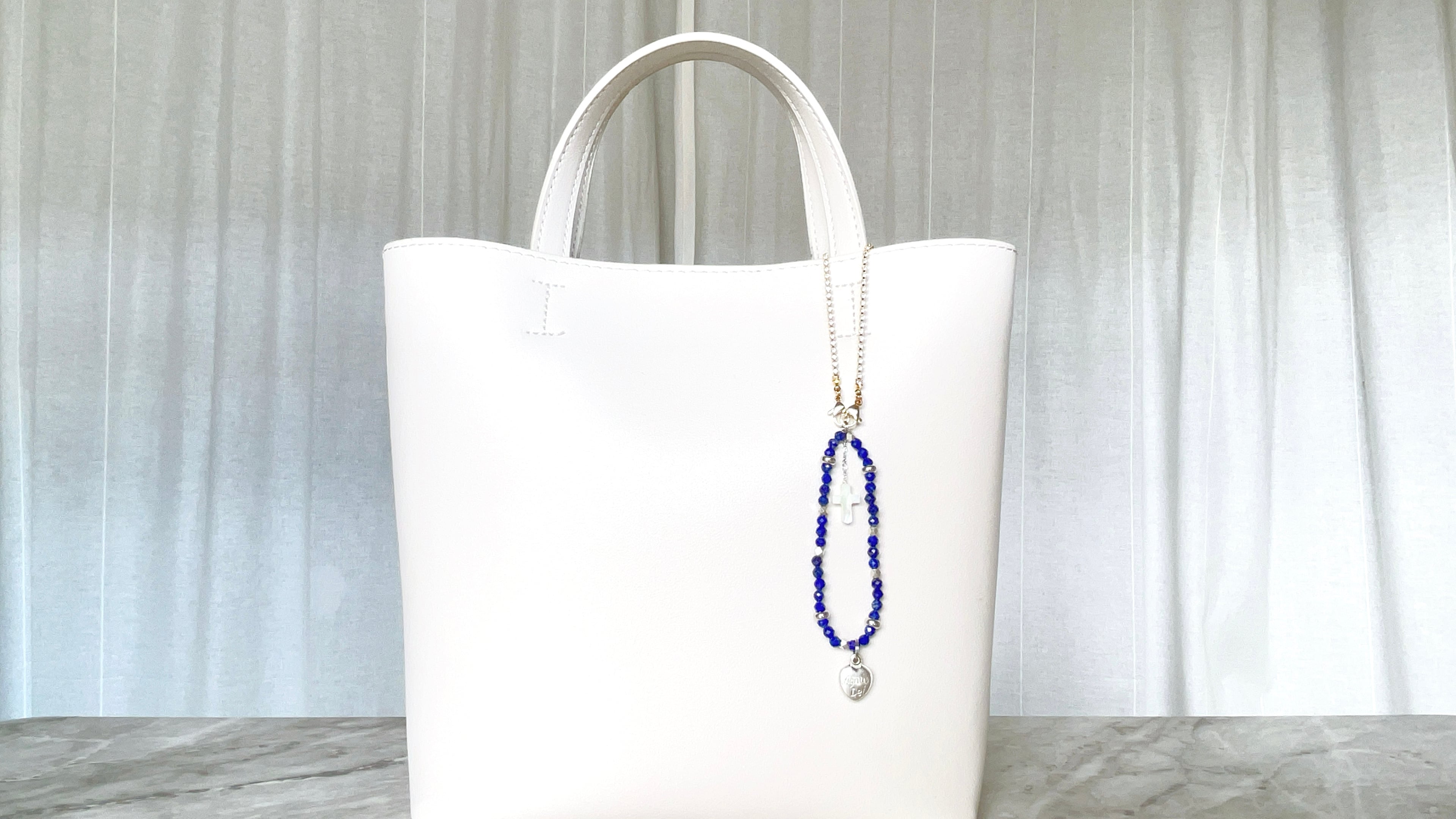 ラピスラズリ2way✧二連ブレスレット・バッグチャーム✧ハートスライド