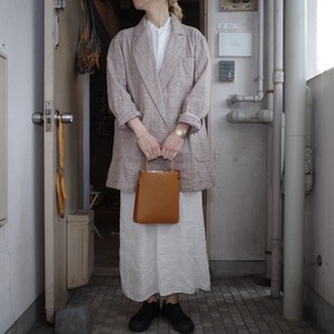 unfil (アンフィル) glen checked-tweed over sized jacket apricot beige