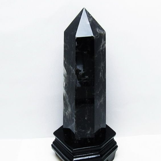 1.9Kg モリオン 黒水晶 六角柱 台座付属 一点物 152-4002
