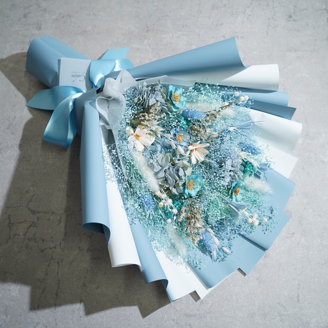 ドライフラワーの花束 Lサイズ ライトブルー L-56≪限定１点≫