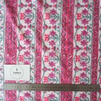 ブロックプリント生地【50cm単位】インド綿 ストライプ花柄 白×ピンク×パープル #39378-PK2
