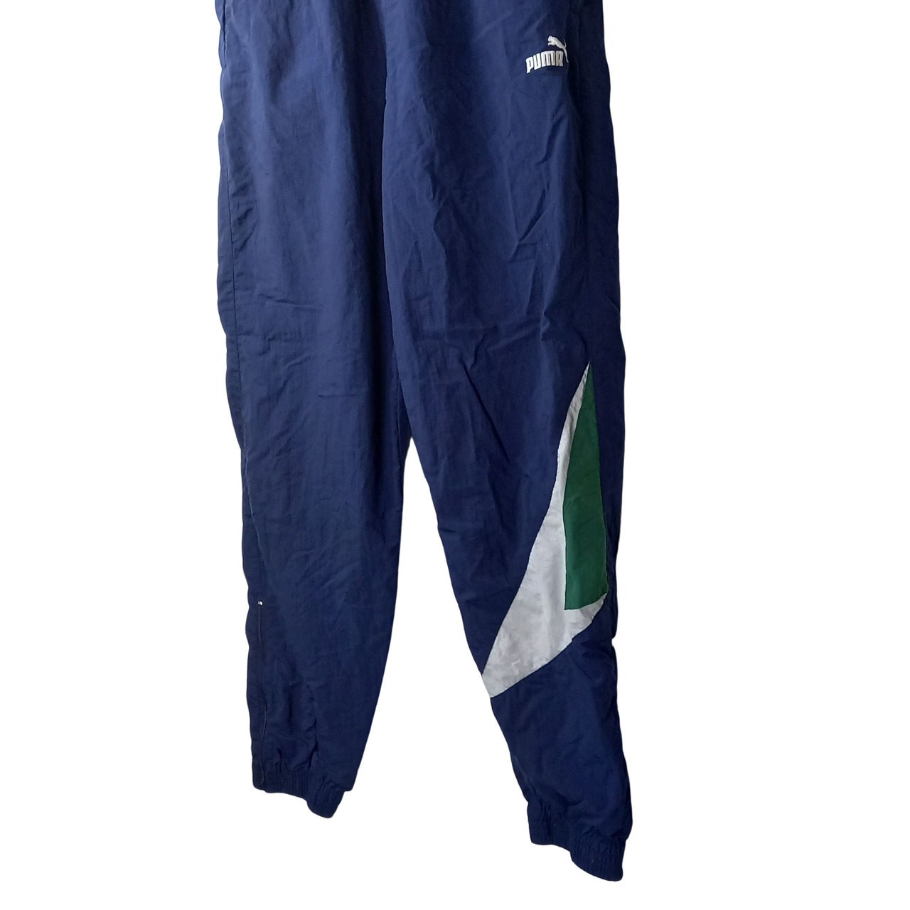90s　プーマ　ナイロン　ロングパンツ　ユーロ古着　万国旗タグ　ネイビー　7