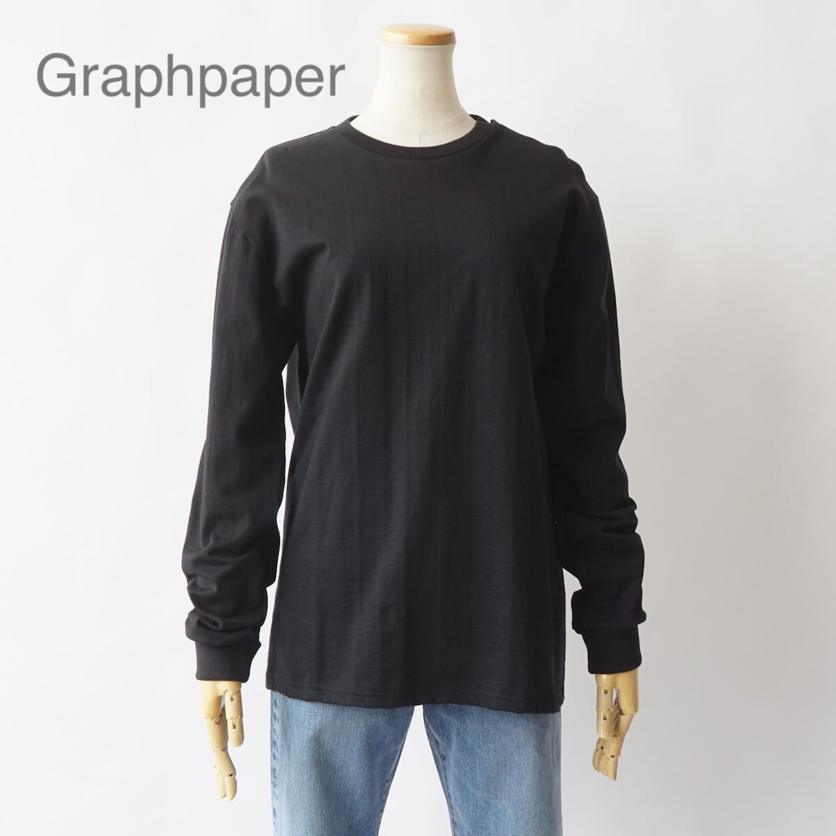 Graphpaper グラフペーパー 日本製 L/S CREW NECK DRESS ロングスリーブTシャツワンピース 00 ホワイト 長袖 ロング トップス【Graphpaper】