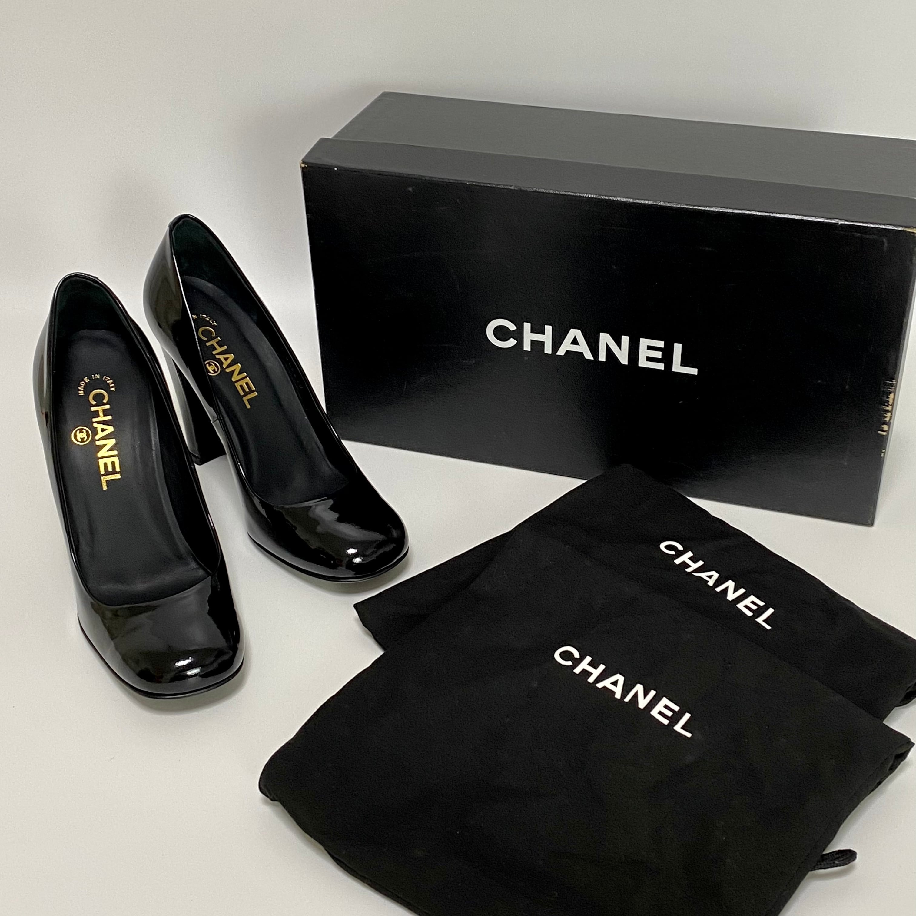 CHANEL シャネル パンプス エナメル ブラック 36.5サイズ 靴 8921 ...