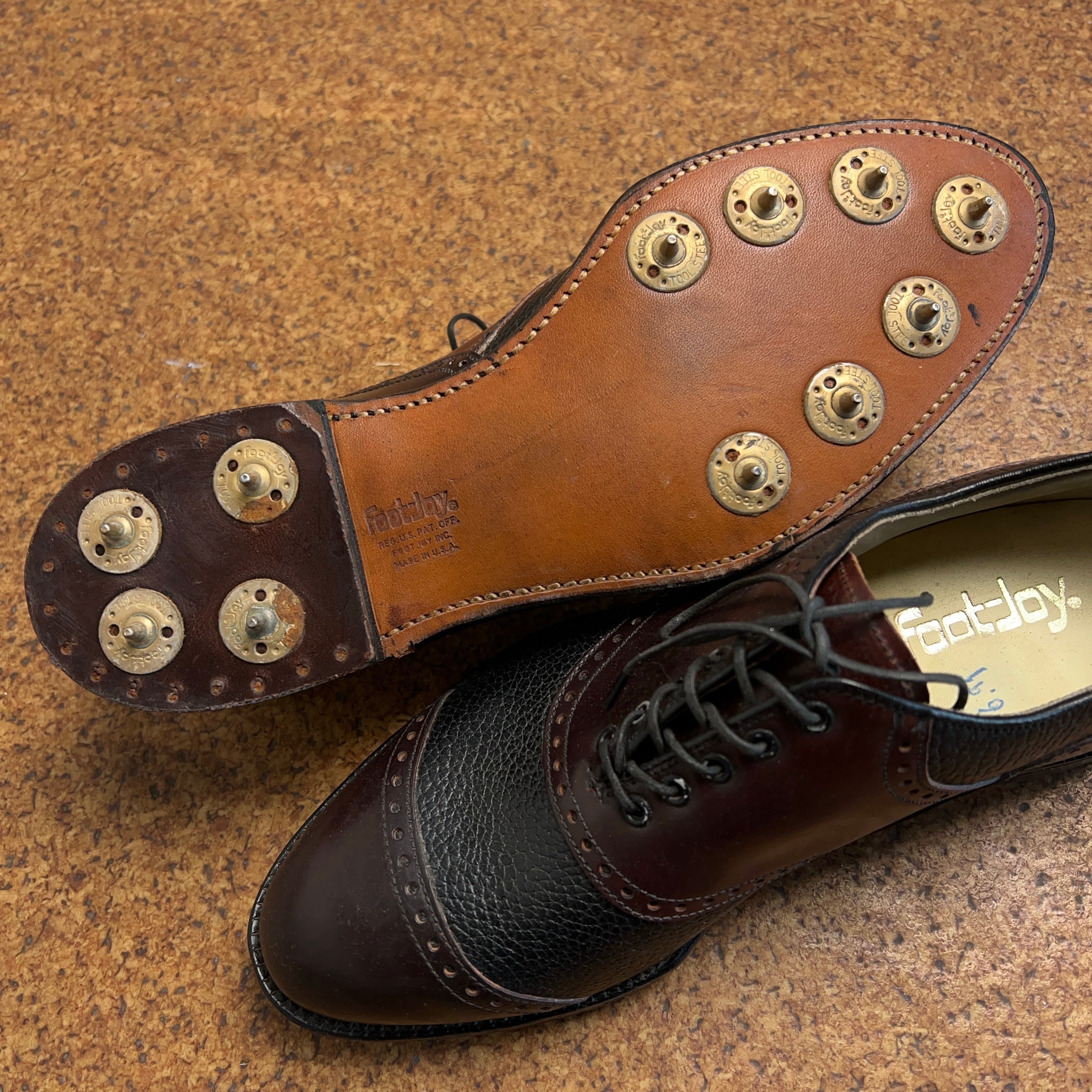 新品 FootJoy フットジョイクラシック革底 ゴルフスパイク 廃盤品 1960's~ FootJoy Brogues Golf Spike Shoes 2tone フットジョイ ゴルフ