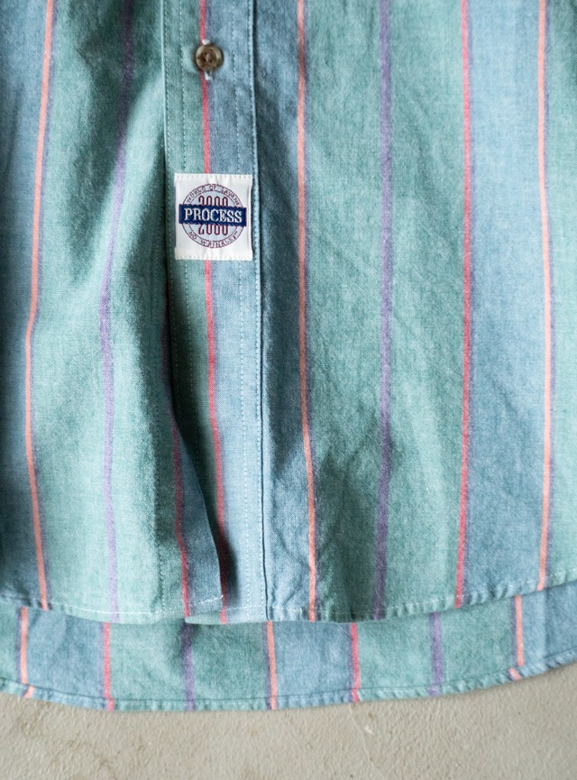 "Helium" 1990s Yellow black chambray stripe shirt