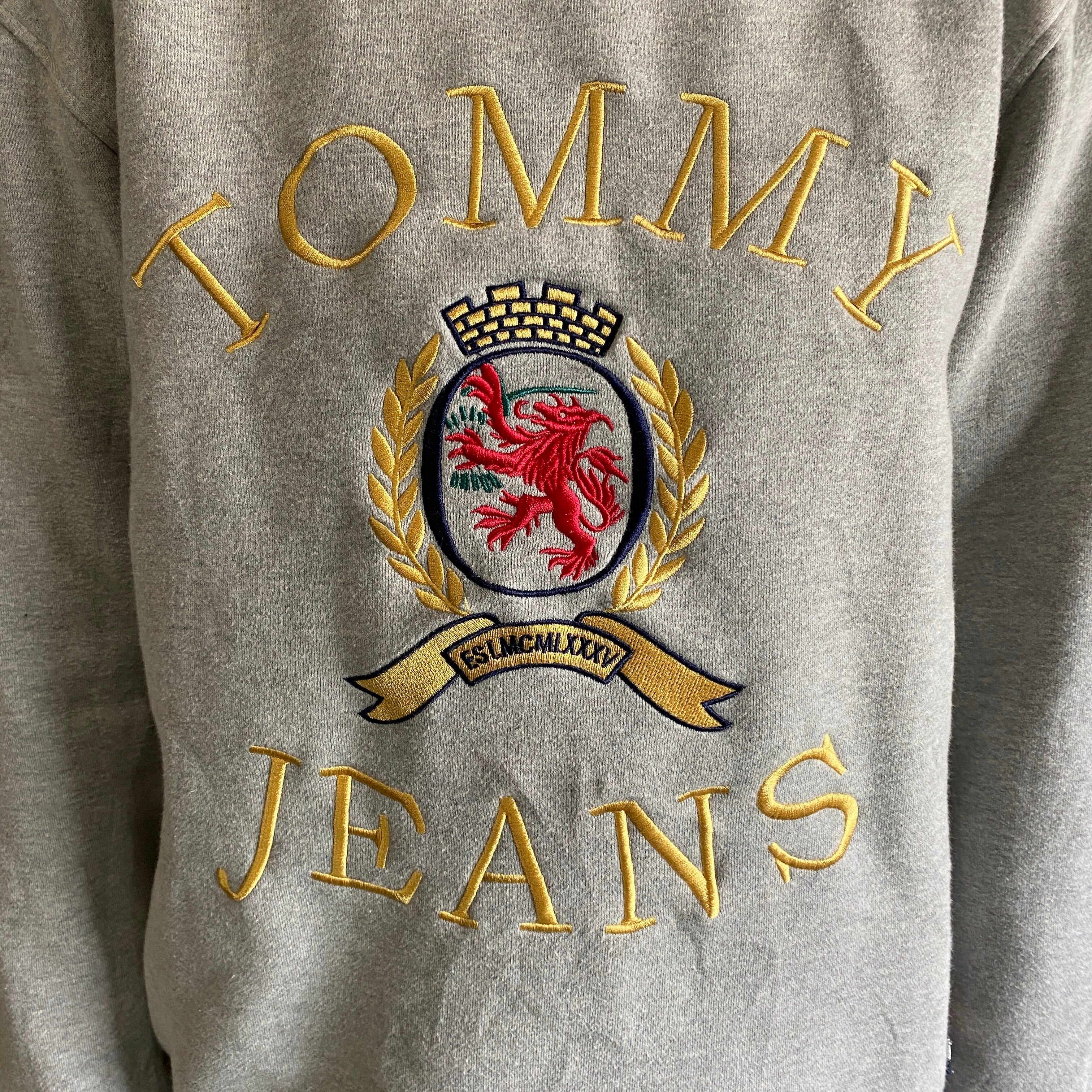90年代 TOMMY JEANS トミーヒルフィガー ロゴ 刺繍 スウェット ...