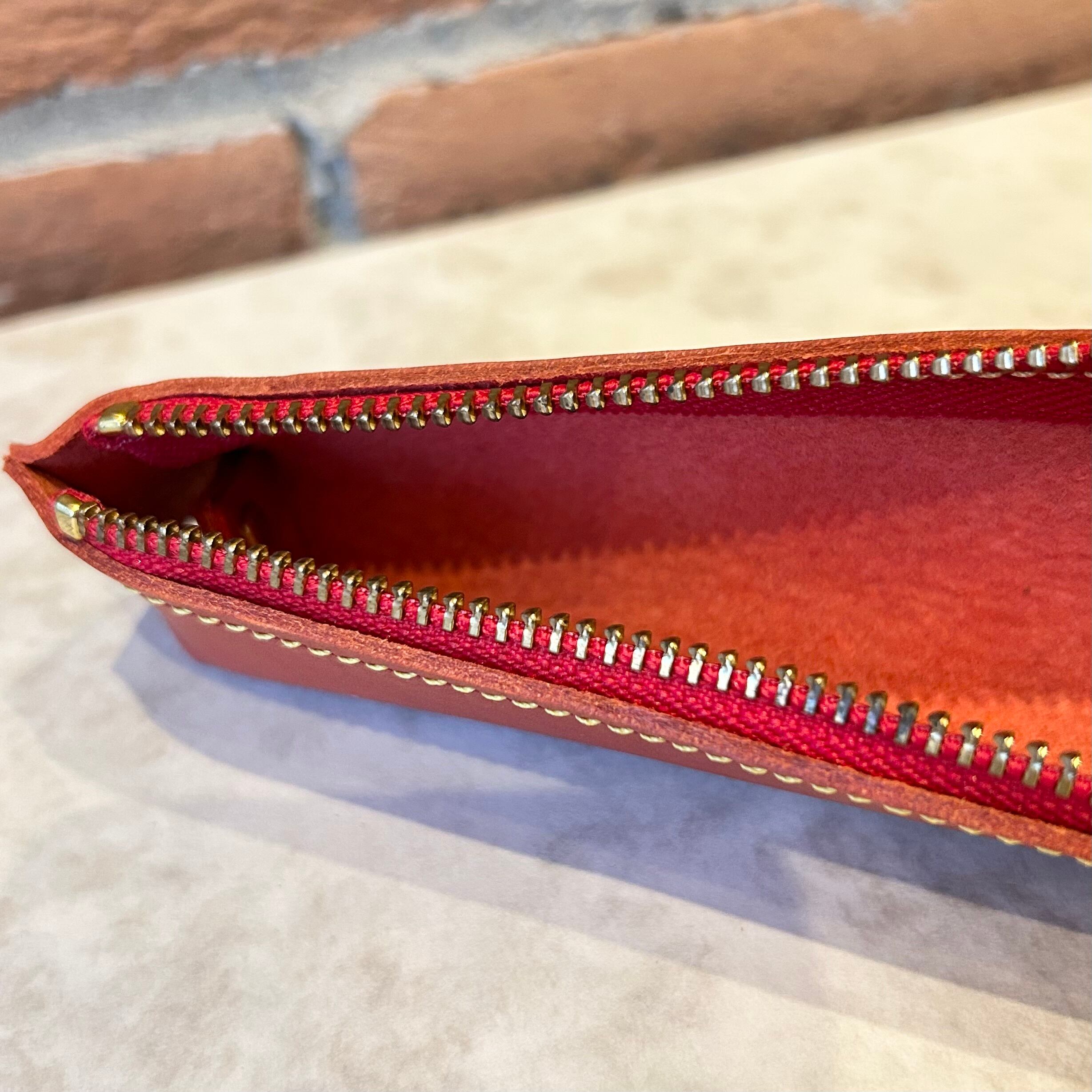 在庫限り＆店頭長期在庫品】ガルフストリーム「革ペンケース（レッド
