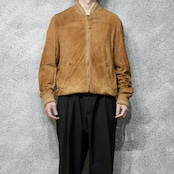 track jacket type brown nubuck leather blouson