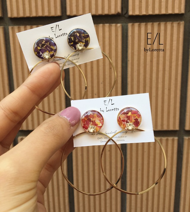 Flower big hoop pierce/earring