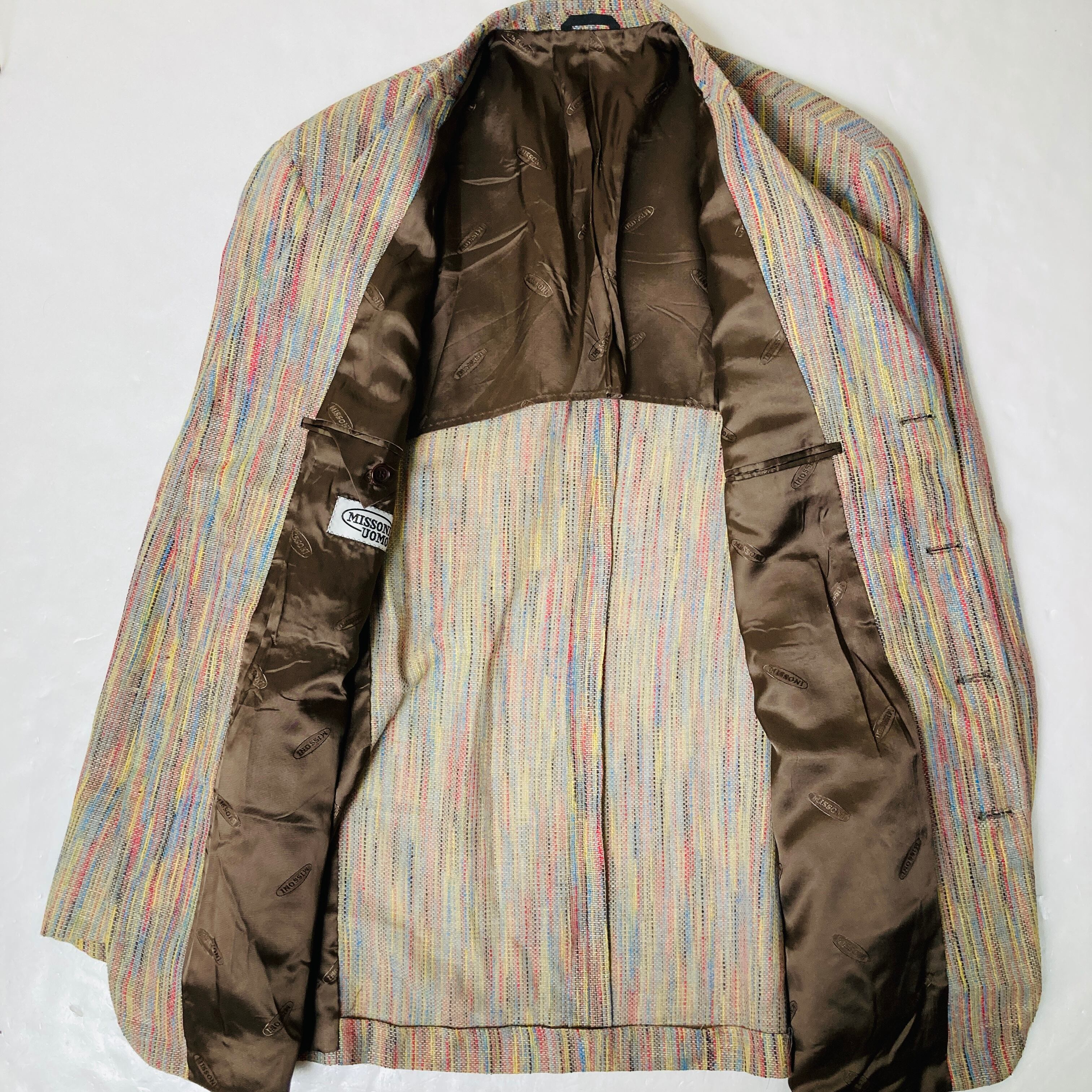 Used】MISSONI UOMO レインボー ストライプ テーラードジャケット 