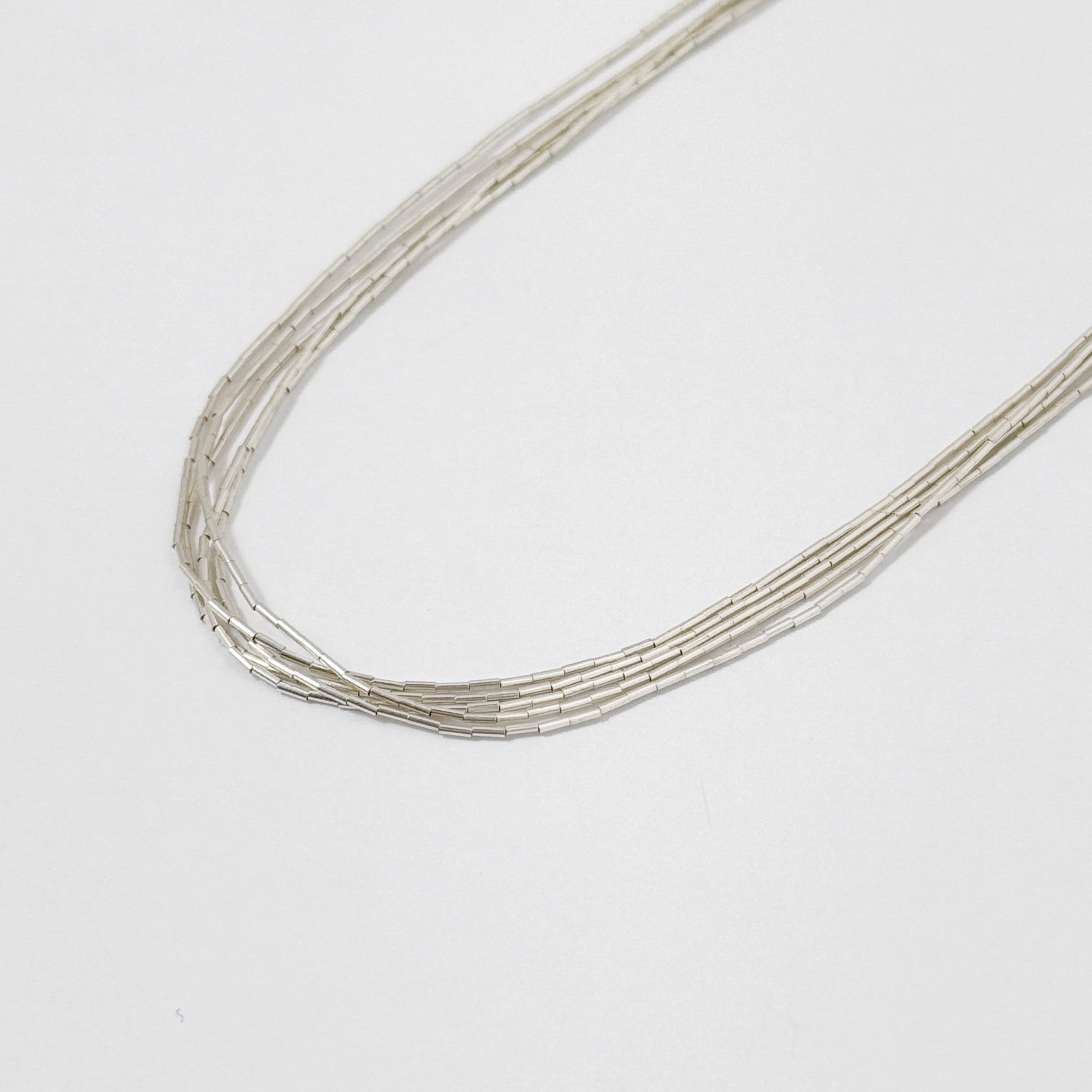 【再入荷】リキッド シルバー ネックレス 5連 46cm+5cm《Indian Jewelry》