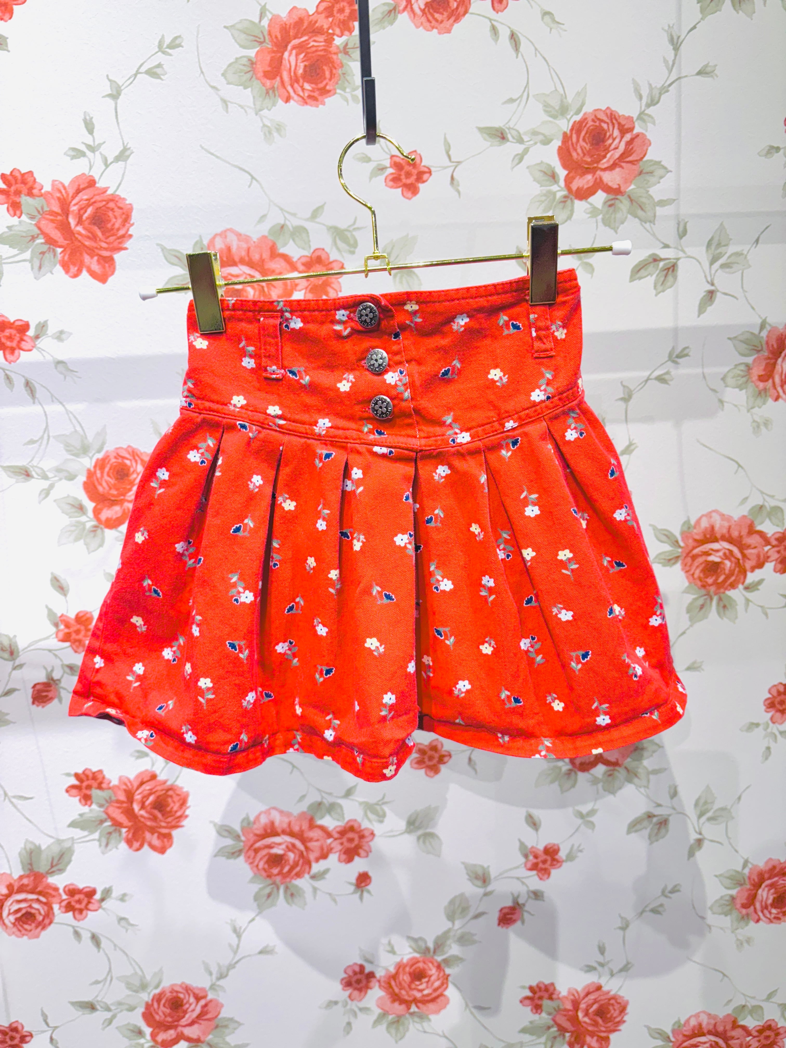 【KIDS vintage】M'c kids flower skirt. size:about 4-6y
