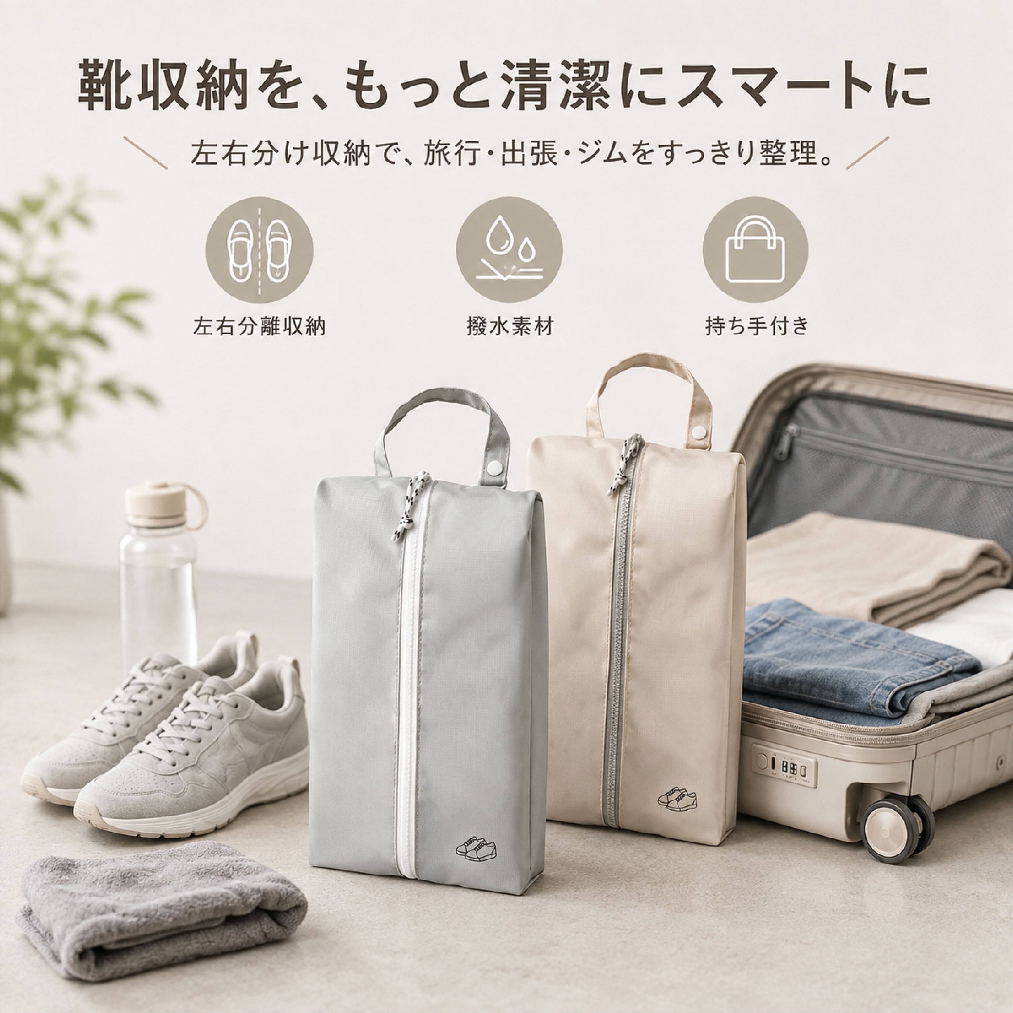 HY 740. シューズバッグ 靴収納バッグ シューズケース 旅行用 靴入れ