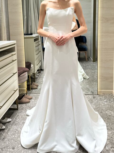 ウェディングドレス マーメイドライン ノースリーブ クレープ生地  