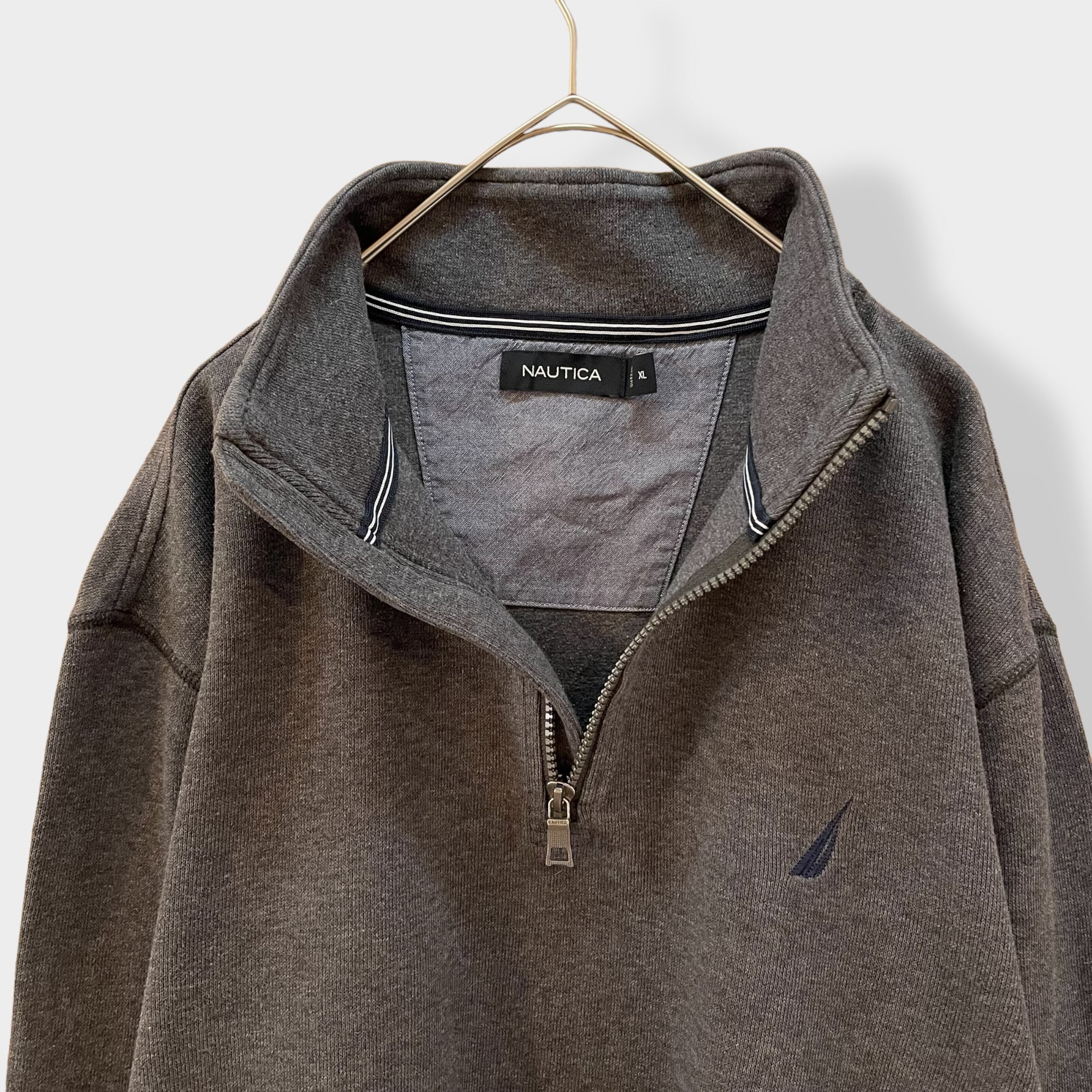 UNISEX S/M NAUTICA ノーティカ ハーフジップスウェット グレー タグ