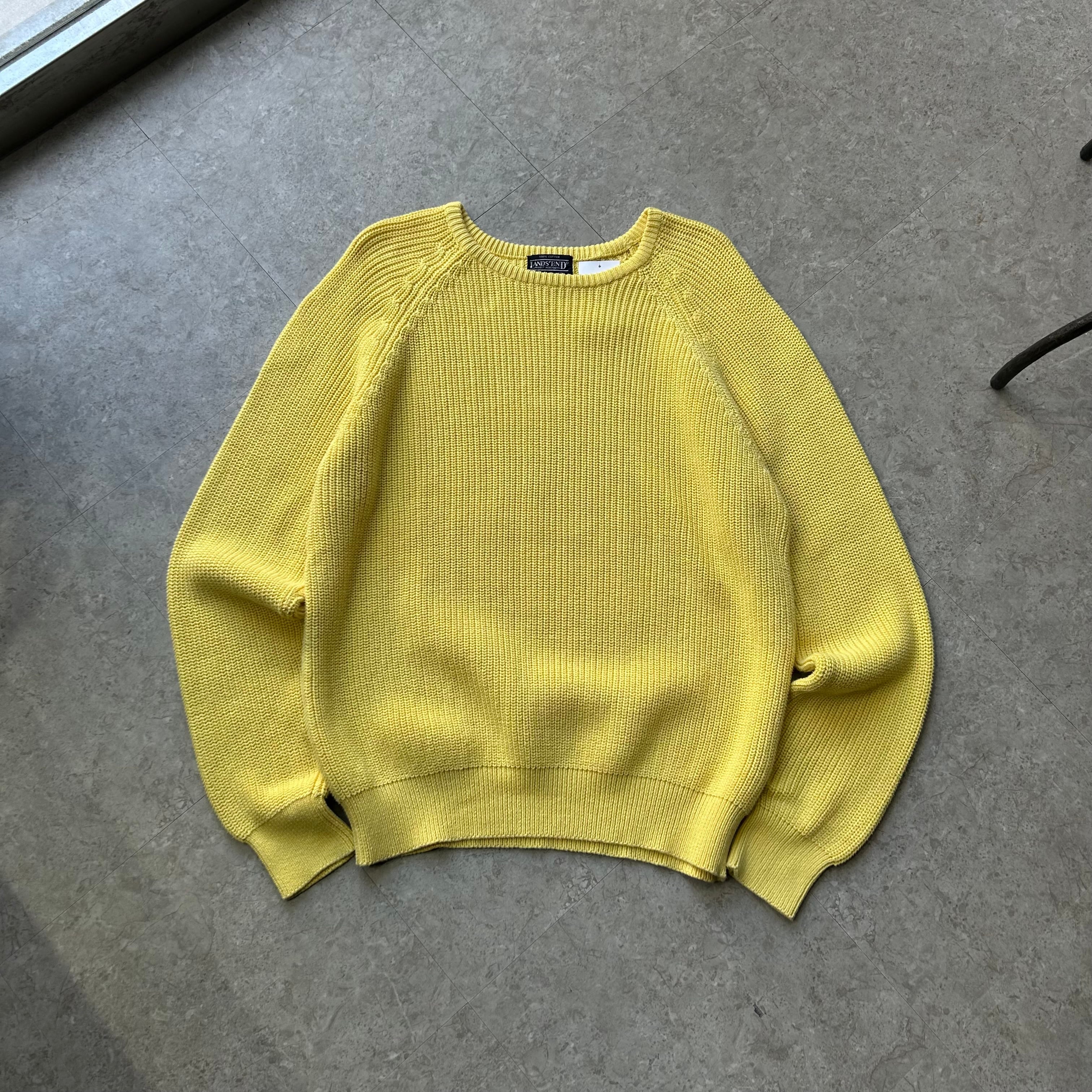 90s LAND'S END raglan sleeve cotton knit 【仙台店】