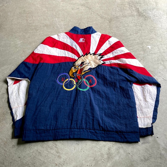 90年代 ビンテージ USA オリンピック 刺繍 チーム ナイロンジャケット 