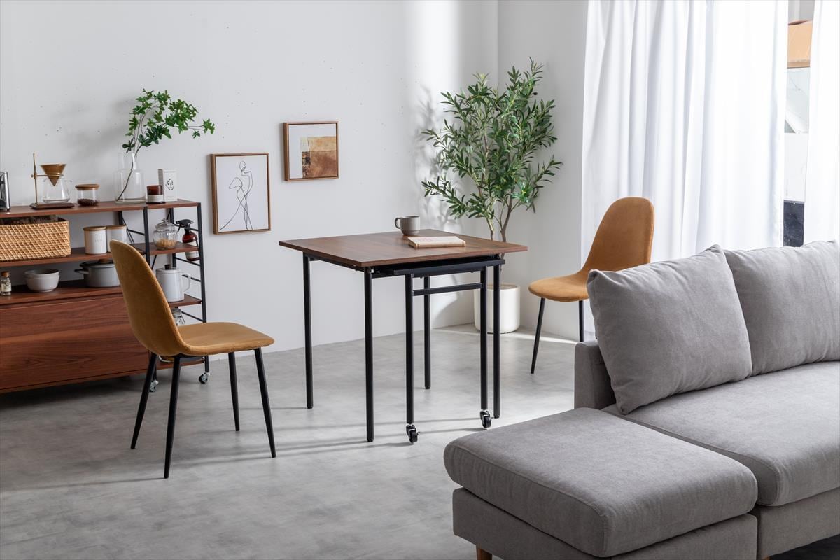 幅75〜125cm】使う時だけ天板を広げられる伸縮スライド式ダイニング