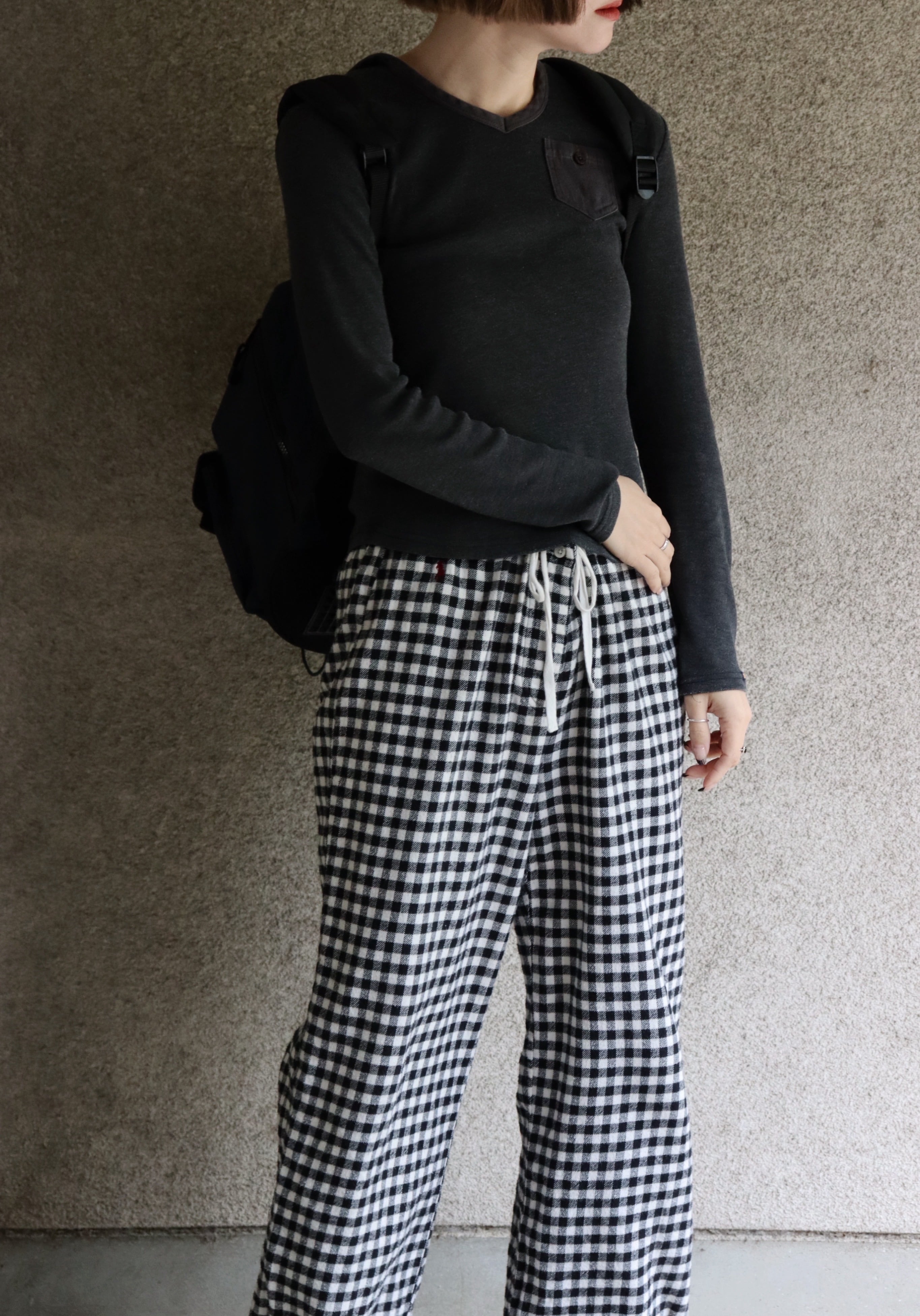 HOLIDAY】 super rib padded shoulder crew neck l/s tops (flower