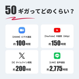 国内ギガ（50GB）+ モバイルルーター（HUNDRED Wi-Fi チャージ Type 本体）