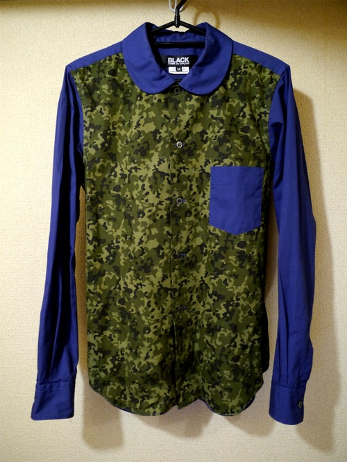 ★BLACK COMME des GARCONS コムデギャルソン 迷彩切替 長袖シャツ★