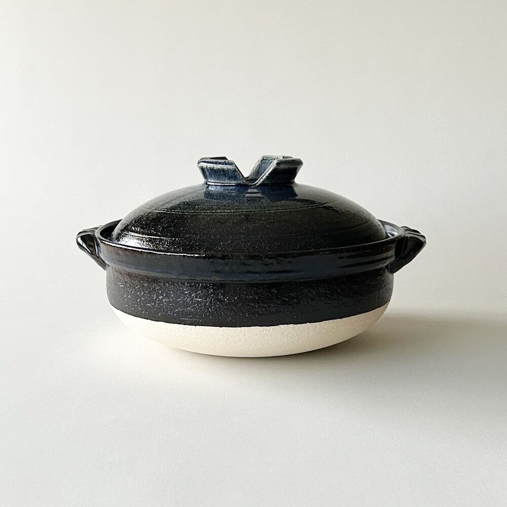 新品　工房ゆずりは　９号土鍋　直火専用　間取黄花紋　４〜５人用　萬古焼　母の日 土鍋 9号 4〜5人用 直火専用 黒十草 萬古焼 | みのさらら