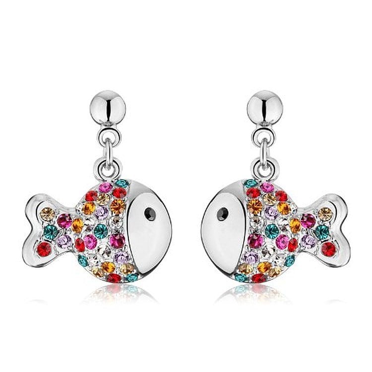 IUHA カラフル魚モチーフピアス スワロフスキー社製のクリスタル アクセサリー ギフト 009iuhat