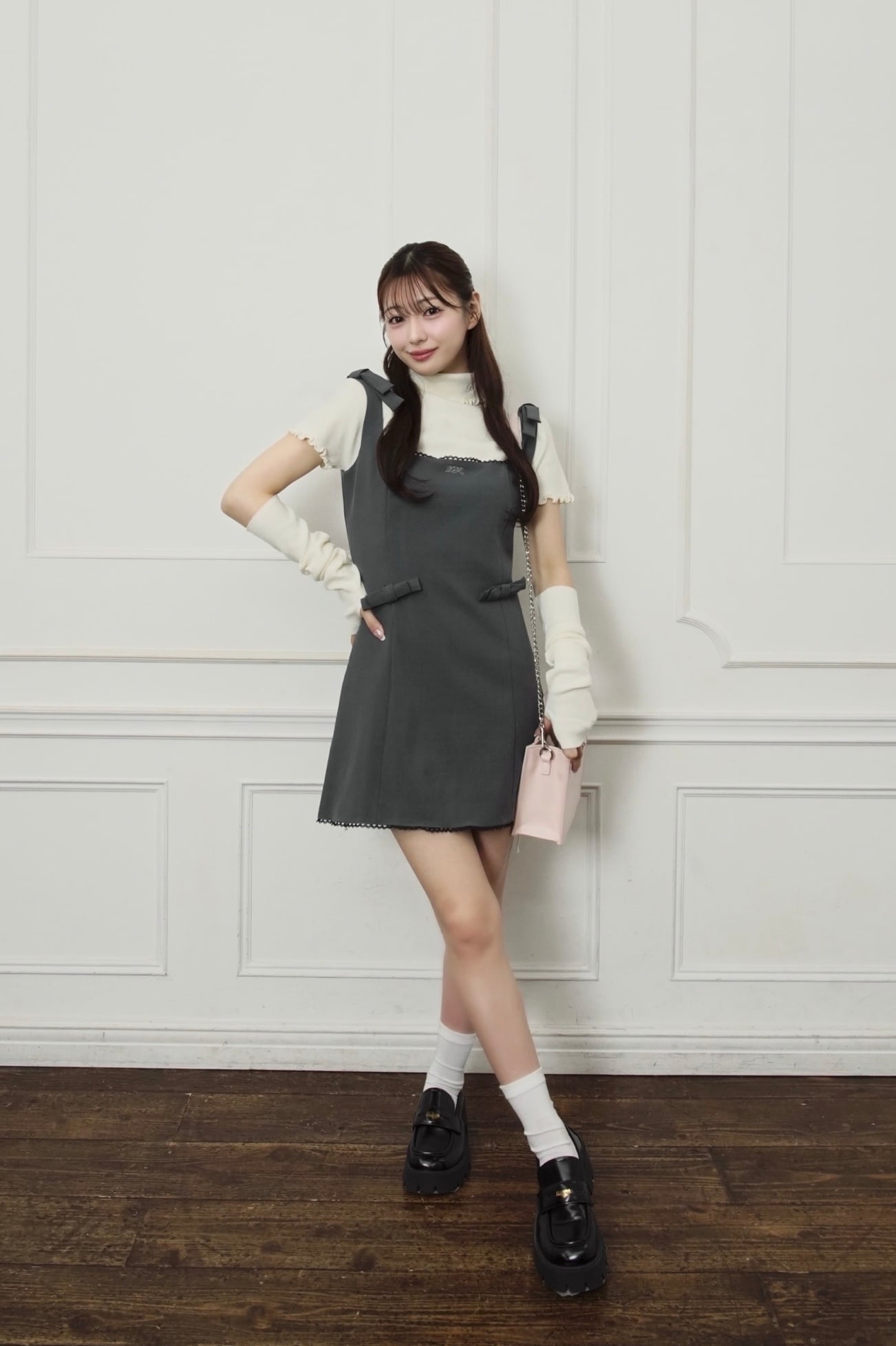 LAST2】double ribbon onepiece (gray) | Désir et Raison