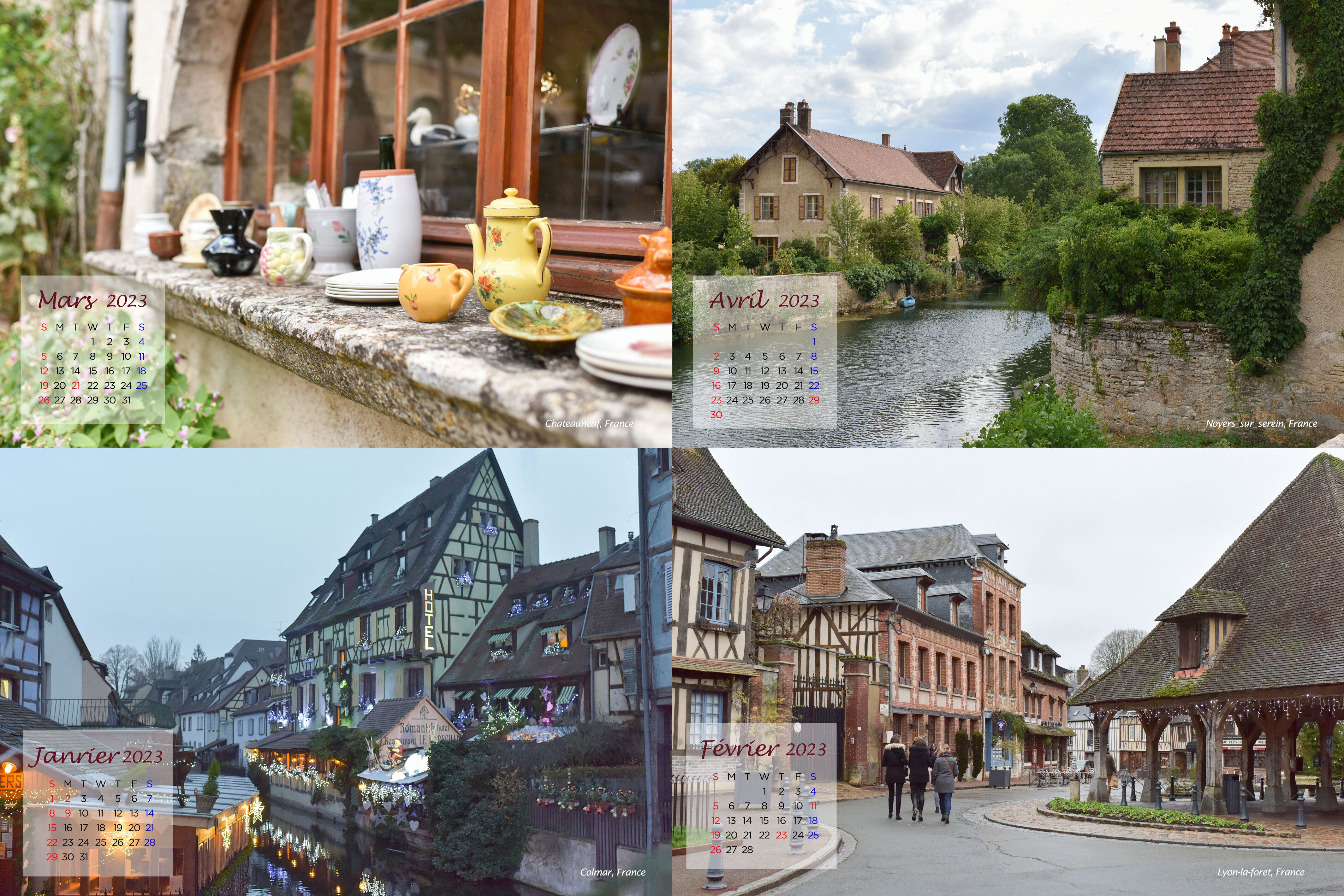 2023年ポストカードカレンダー "フランスの美しい村"