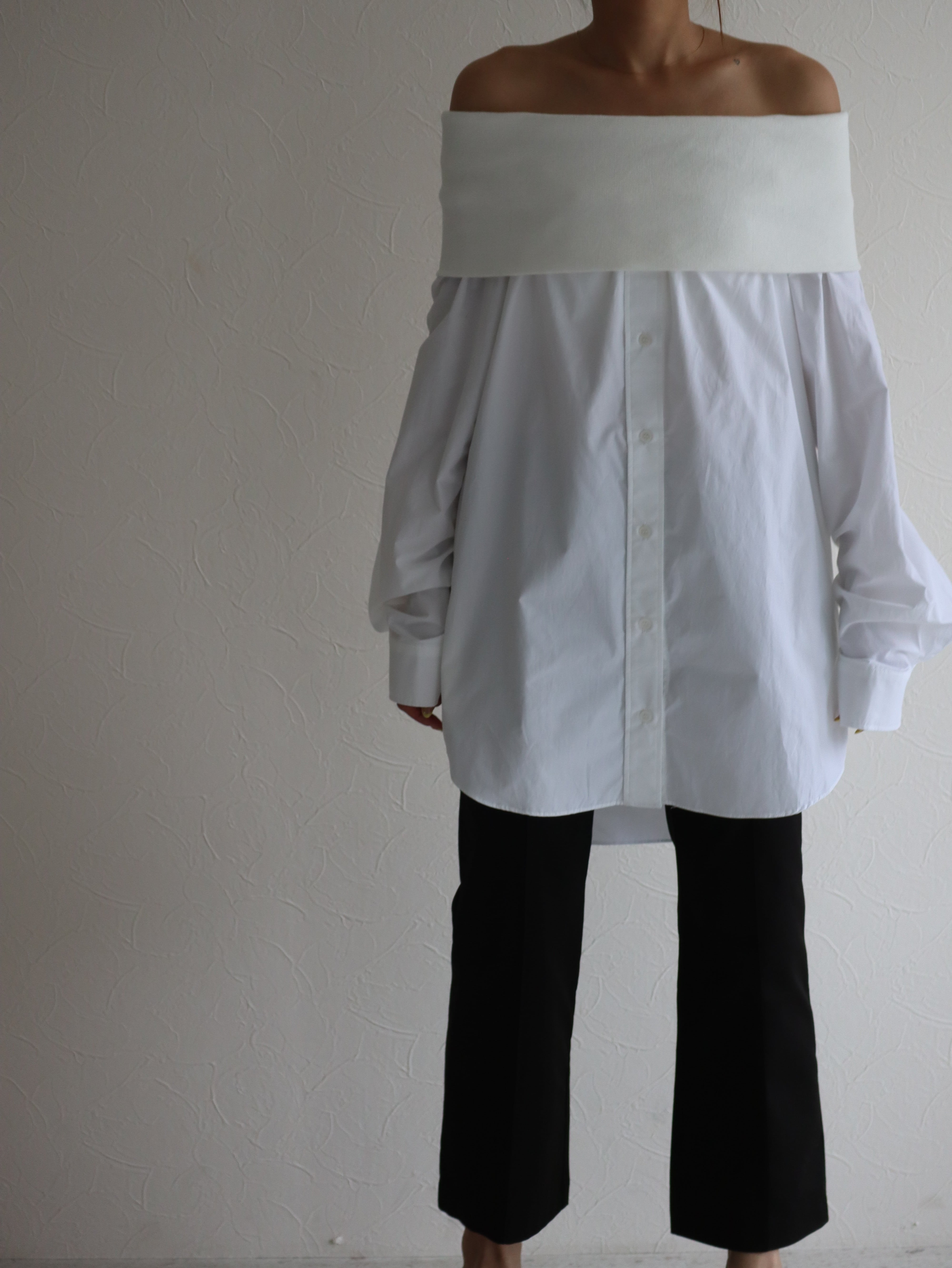 MUSE rib blouse (white)