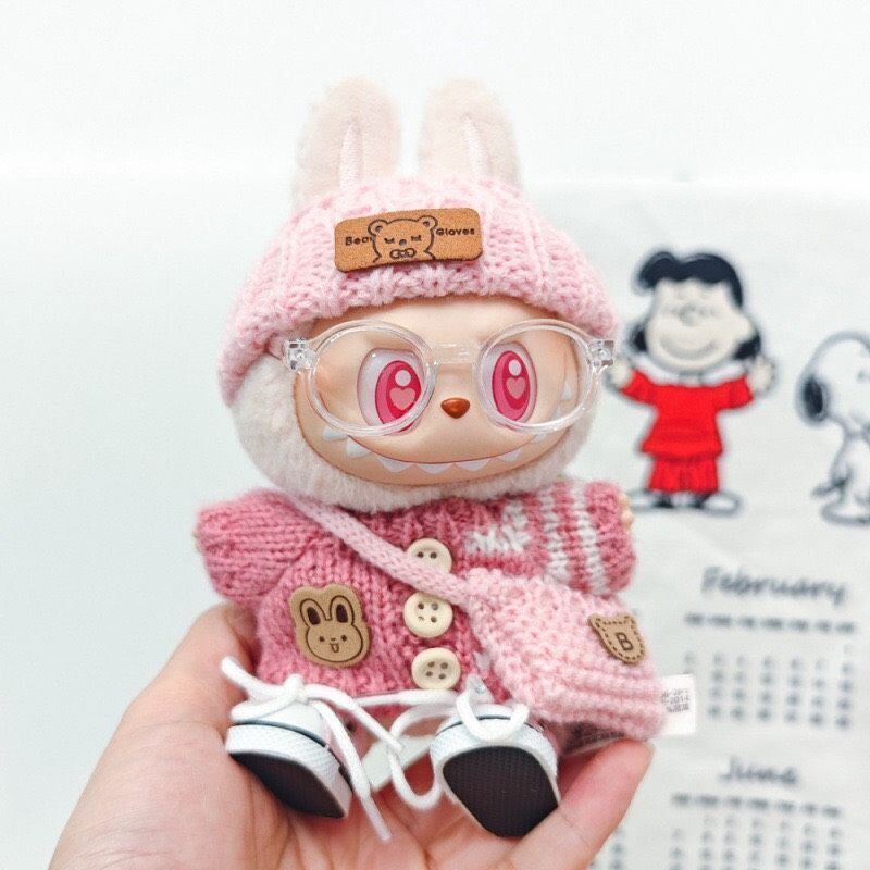LABUBU ラブブ ぬいぐるみ用 ドール服 3色 手編み セーター ニット