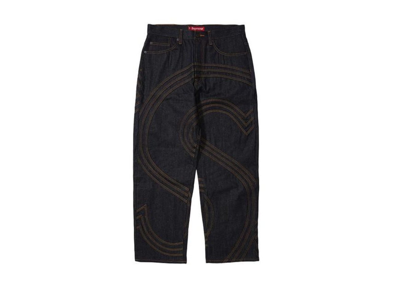 Supreme S Logo Rigid Baggy Jean "Rigid Indigo"