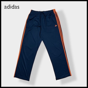 【adidas】トラックパンツ TRACK PANTS ジャージパンツ ジャージ下 刺繍ロゴ オレンジライン アディダス ネイビー US古着