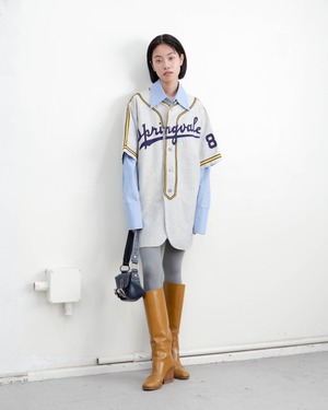 1940s felt-patch wool baseball shirt
