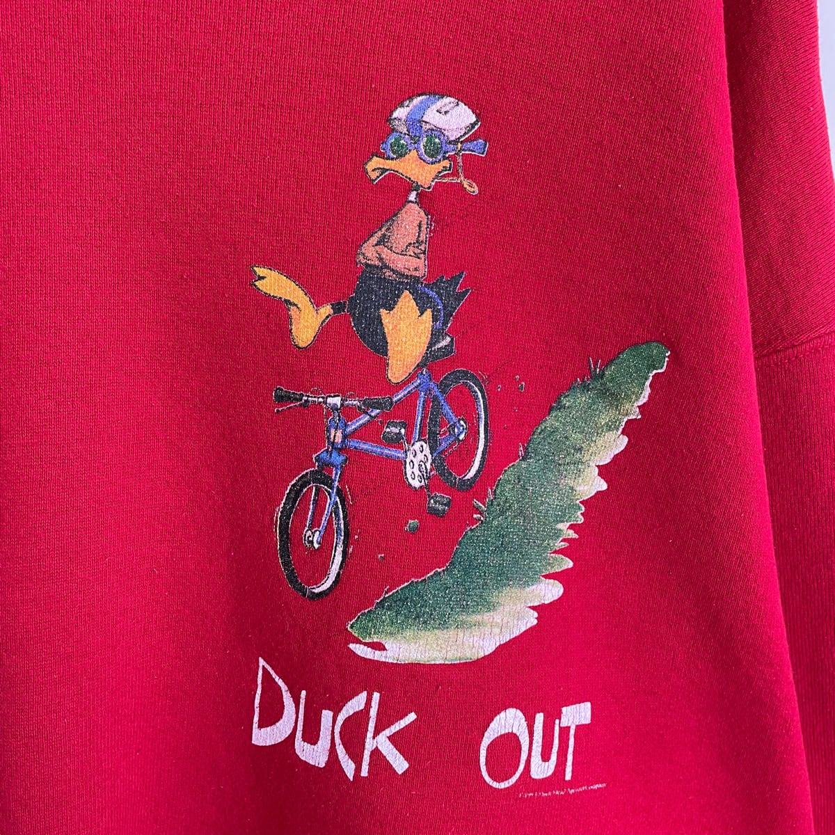 90s Duck Head スウェット ダック プリント 赤 レッド 古着 トレーナー ...