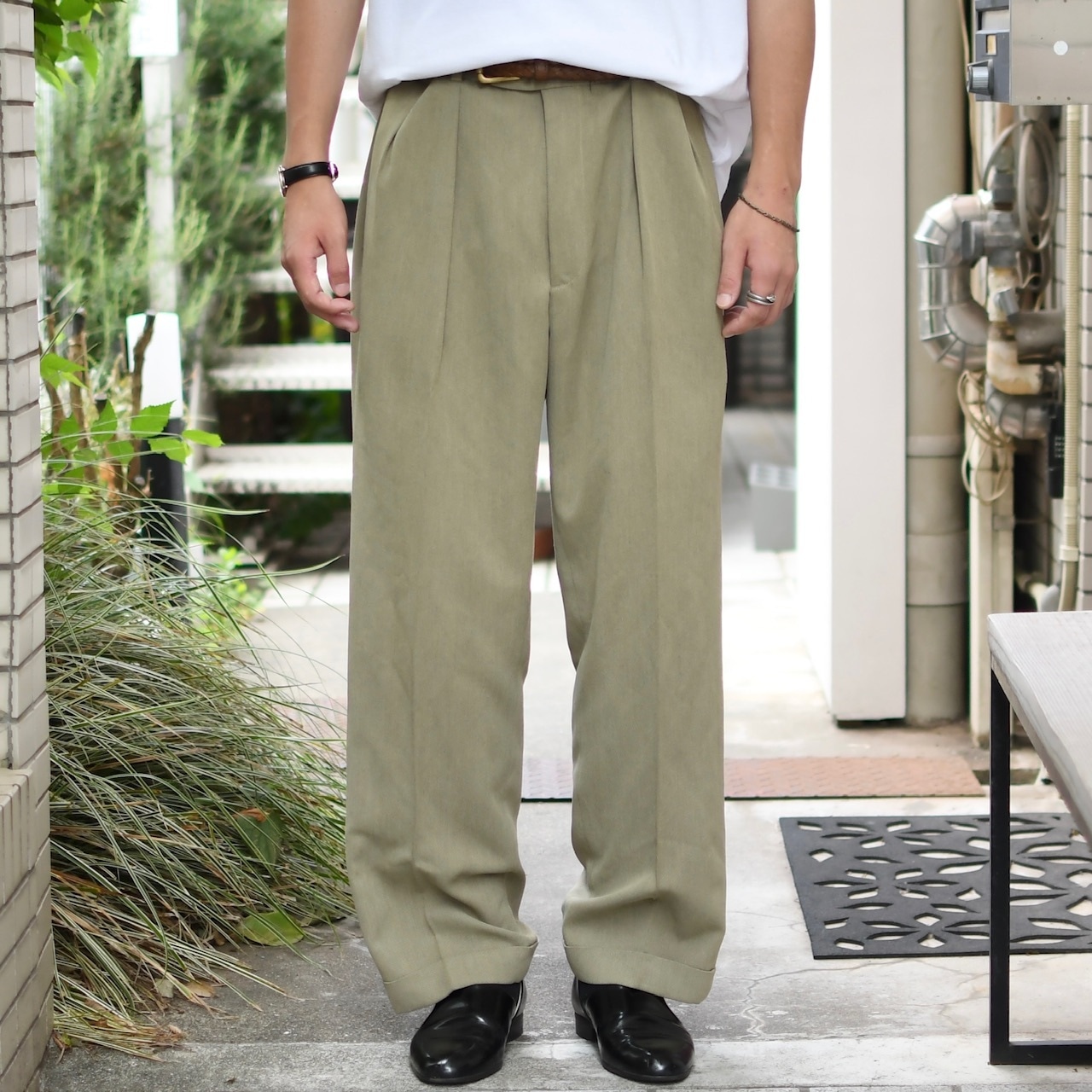 rayon blend 2tuck slacks khaki